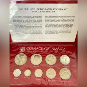 1980 Coinage of Jamaica Brilliant Uncirculated (BU) Specimen Set- RARE